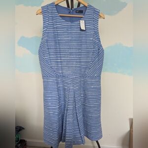 NWT Gap Blue/White Striped Cotton/Linen Blend Dress- Size 18